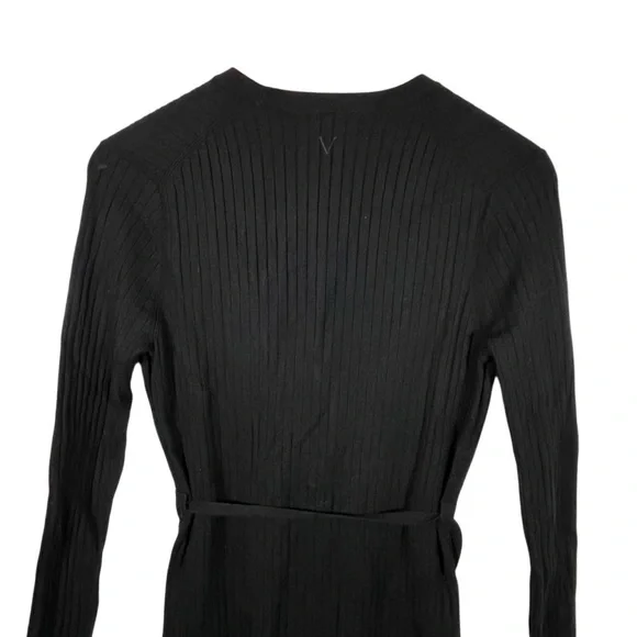 Victoria's Secret Knit Button Down Belted V Neck Black Sweater Dress Medium Victoria's Secret Knit Button Down Belted V Neck Black Sweater Dress Medium